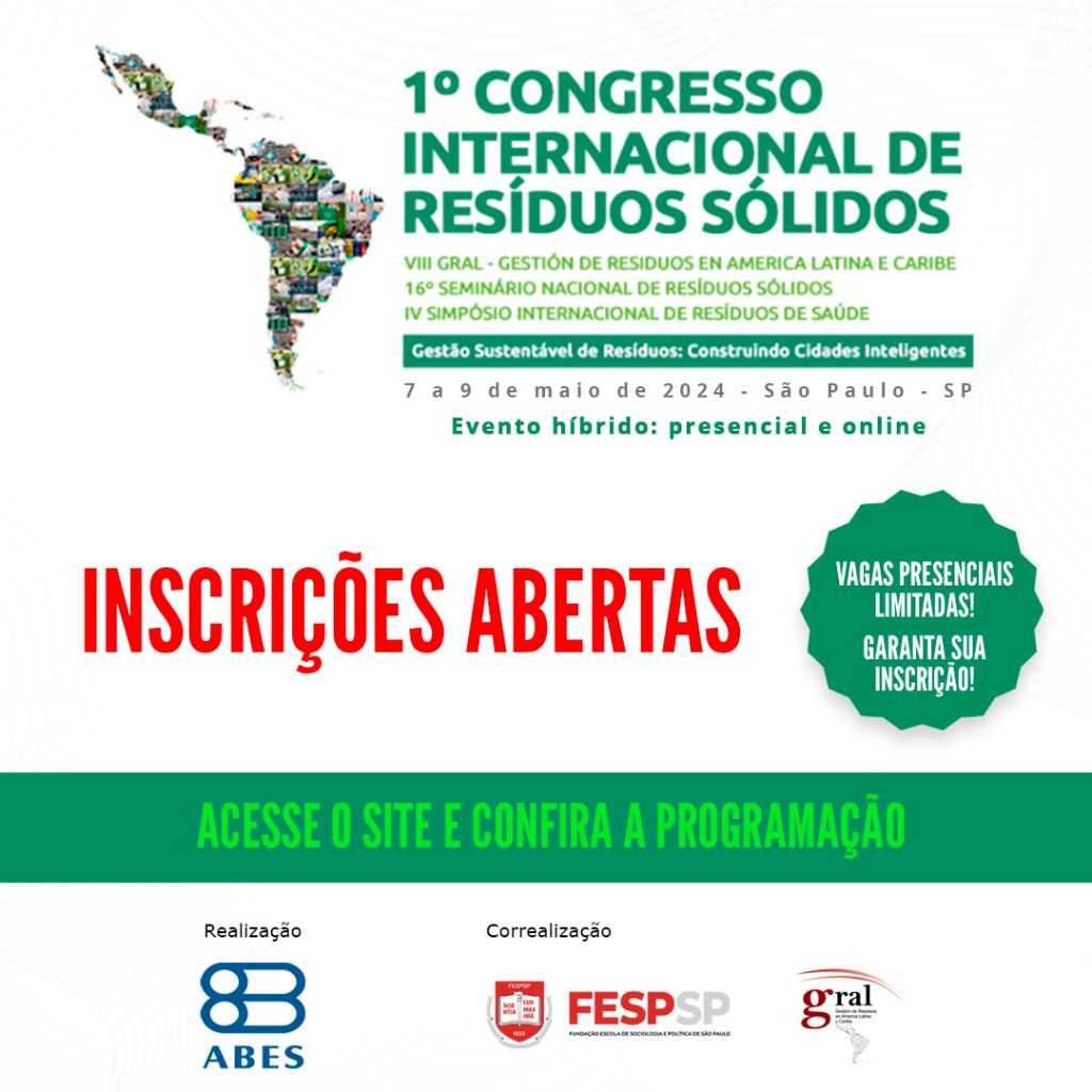 ABES promoverá o 1º Congresso Internacional de Resíduos Sólidos 